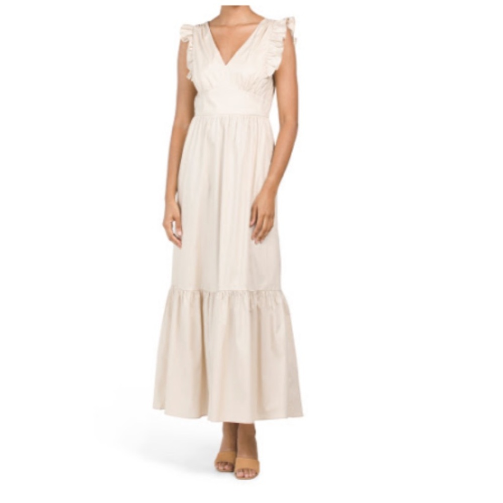 Maggy London Cream Tiered Maxi Sundress